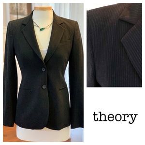 THEORY dark navy blue pinstripe 2 button blazer